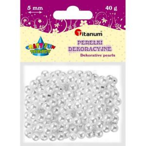 Perełki dekoracyjne Titanum Białe, 5mm, 40g